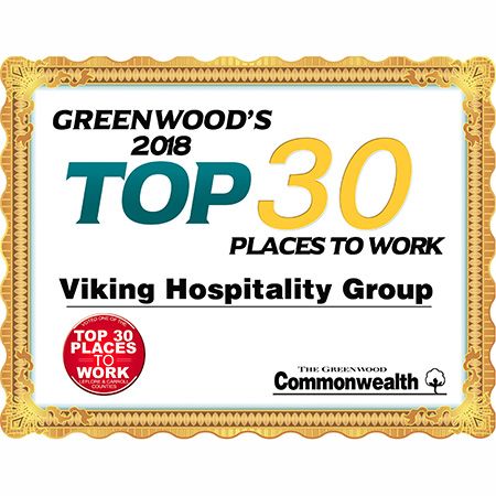 Viking Hospitality Earns A Spot In Greenwood's 2018 Top 30 Places To Work