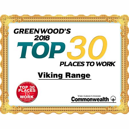 Viking Range Earns A Spot In Greenwood's 2018 Top 30 Places To Work