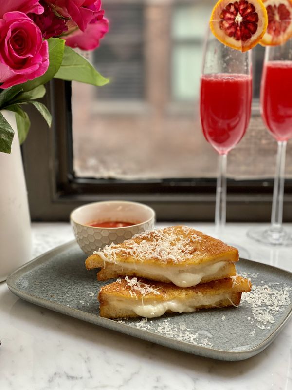 Campari Cocktail and Mozzarella In Carrozza