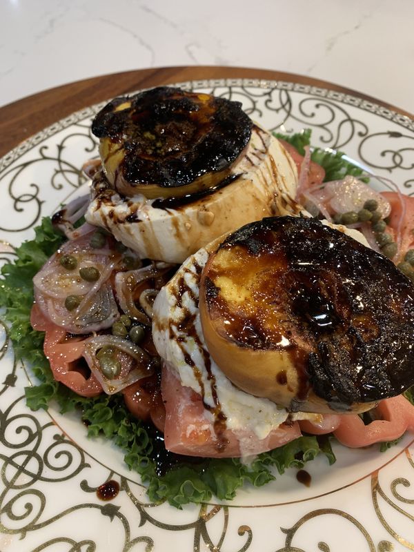 Grilled Peach and Heirloom Tomato Salad