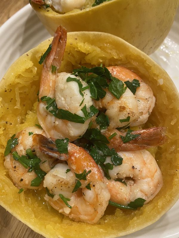 Spaghetti Squash Shrimp Scampi